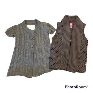 2 Girls Sweaters - Mossimo Gray Size Medium, J. Khaki Brown Knit Size Large